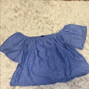 Express blue striped off the shoulder summer top